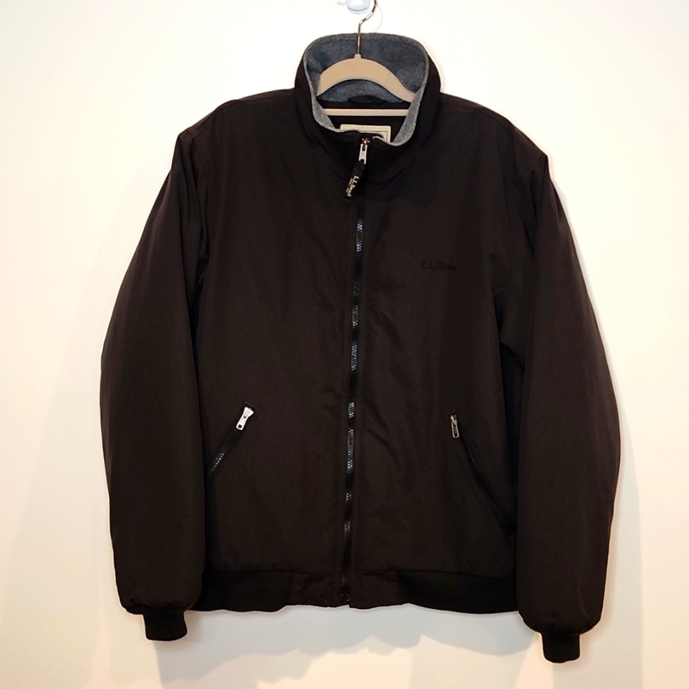 L.L. Bean Warm Up Jacket Fleece Lined Black Sz Medium EUC!